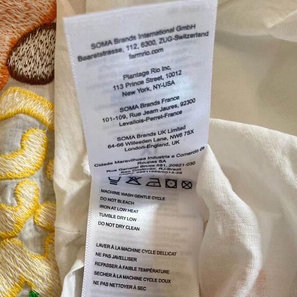 NEW FARM Rio Embroidered Fruits Side Bow Maxi Skirt Beaded Tassels White Size XL - Picture 16 of 16